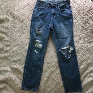 high rise straight fit jeans